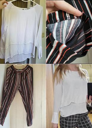 Костюм топ блузка 44 штанці набір одягу s m рубашка и брюки брендова блузка і брюки 46 сорочка і штани с м реглан топ лонгслів