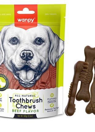 Wanpy toothbrush chews beef ванпи зубная щетка жевательное лакомство со вкусом говядины для собак