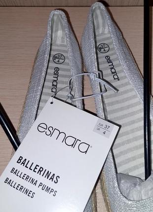 Шикарные серебрянные балетки esmara ballerinas с биркой, молниеносная отправка 🚀⚡4 фото