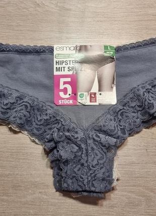 Эсмара трикотажные женские трусы, хипстеры с кружевом 44/46 евро 50/52 наш