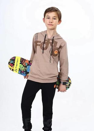 Детский прогулочный костюм худи и штаны на мальчика подростка двунитка для физкультуры, яркая двойка для детей