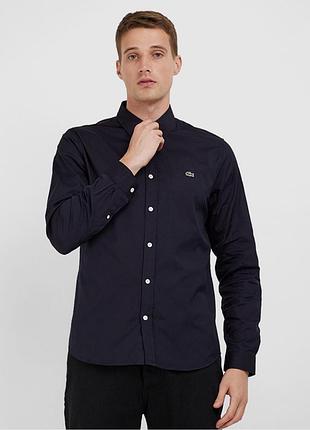 Хлопковая рубашка оригинал lacoste s синяя