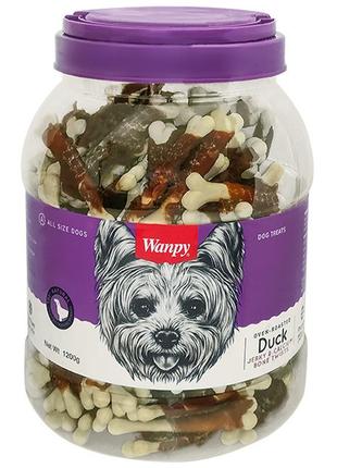Wanpy duck jerky & calcium bone twists ванпиі кістка з в’яленою качкою та кальцієм ласощі для собак