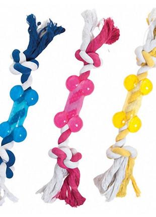Flamingo good4fun bone with rope фламинго гуд фо фан кость на веревке игрушка для собак