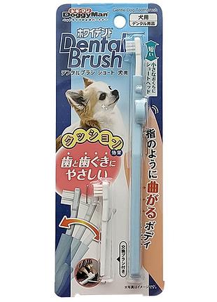 Doggyman gentle dog toothbrush short доггімен зубна щітка коротка для чищення зубів собак малих порід