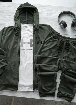 Чоловічий спортивний костюм under armour 3в1 кофта + штани + футболка | осінній спортивний костюм на хлопця
