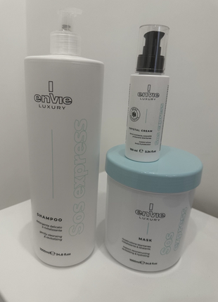 Набор для мгновенного восстановления волос envie luxury sos express: шампунь, маска, крем