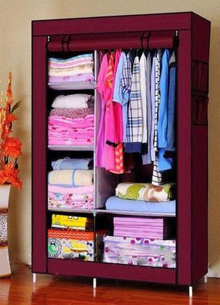 Тканевый шкаф складной storage wardrobe km-105 на 2 секции (106х45х170 см), органайзер для одежды shop