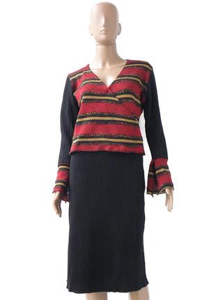 Знижка дня! класний костюм з трикотажного полотна з бордовими смугами. розмір м