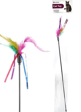 Flamingo teaser feathers фламінго дражнилка з кольоровим пір’ям, іграшка для котів