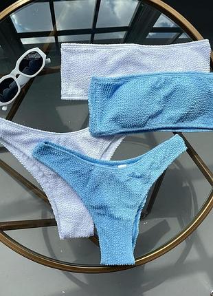 Купальник голубой жатый