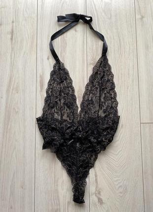 Боди кружевное черное золотое бикини сексуальное открытая спина