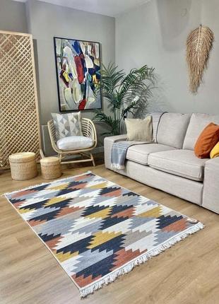 Оригінальний килим з бавовни, двосторонній і без ворсу, розмір 80x300