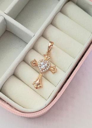 Красивый женский крестик медицинское золото