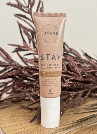 Оригинальный lumene stay weightless foundation longwear mineral spf 30 легкая устойчивая тональная основа 5 deep tan