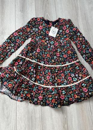 Сукня для дівчики 5-6р з рукавом квітковий принт сукня з квітами на довгий рукав неймовірна квіткова сукня