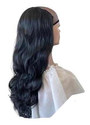 5779волосы на заколках полупарик черные 1в трессы волнистые термостойкие затылочная...