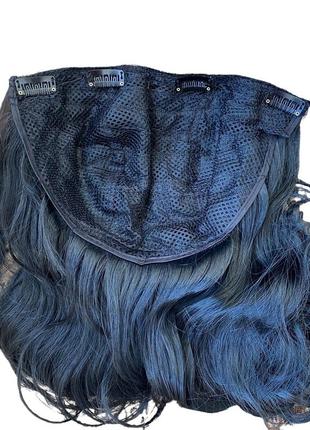 5779волосы на заколках полупарик черные 1в трессы волнистые термостойкие затылочная...