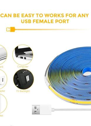 Светодиодная лента usb с датчиком движен, 3 метра, плотность светодиодов 2 мм. в силиконовой тубе, яркий свет.9 фото