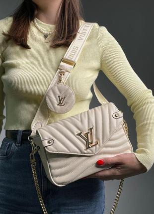 Жіночий портфель сумка louis vuitton wave cream/gold.