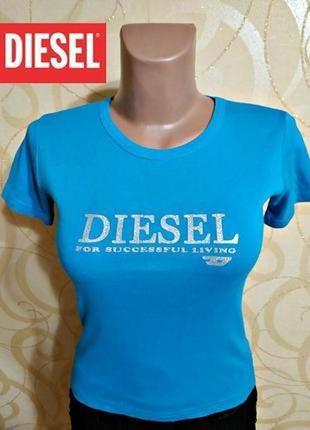 Базовая модель яркой голубой футболки итальянской дизайнерской компании diesel1 фото