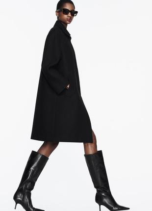 Zara пальто із сумішної версти з коротковим коротником