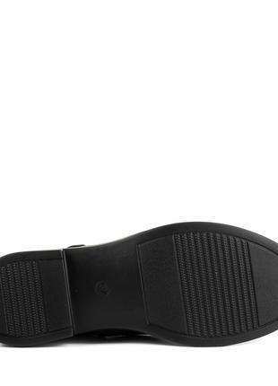 Ботинки женские кожаные демисезонные, на низком широком каблуке, черные, на шнурках,...