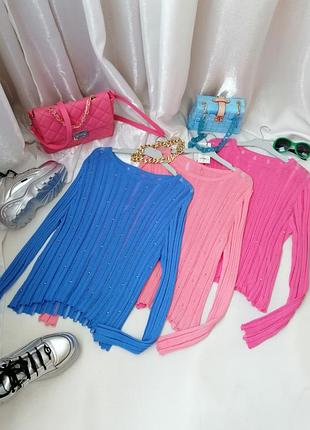 Блузка напівпрозорий светр сітка з заклепками