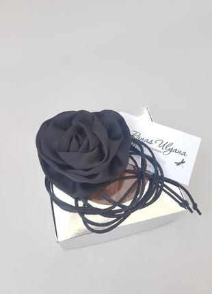Чокер роза черная из искусственного шелка армани- 7,5 см9 фото