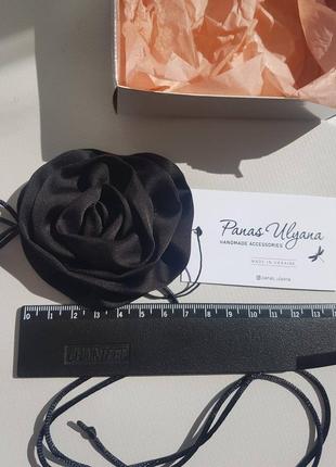 Чокер троянда чорна з штучного шовку армані- 7,5 см4 фото