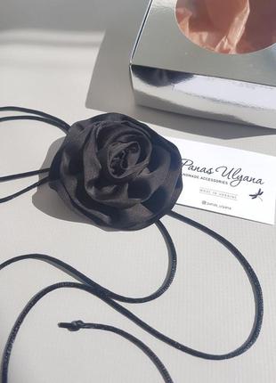 Чокер роза черная из искусственного шелка армани- 7,5 см2 фото