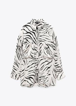 Сатиновая рубашка блуза в анималистичный принт zara