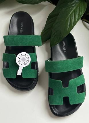 Жіночі замшеві шльопанці в стилі hermes chypre шипри