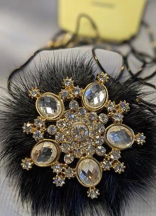 Подвеска, пушистый кулон "снежинка"