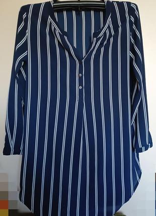 Блуза женская удлиненная рубашка с длинным рукавом туника.
идеальное состояние, без дефектов.
цвет темно-синий.1 фото