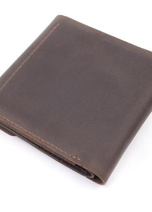 Винтажное кожаное портмоне shvigel 16613 коричневый2 фото