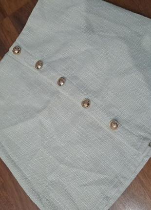Твидовая юбка с золотыми пуговицами1 фото