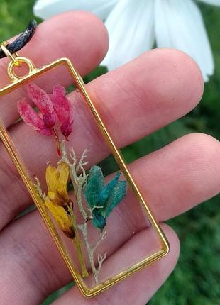 Ботанический кулон из эпоксидной смолы и сухоцветов, ручная работа, подвеска, ожерелье, на подарок, цветы, хендмейд, handmade, из эпоксидной смолы
