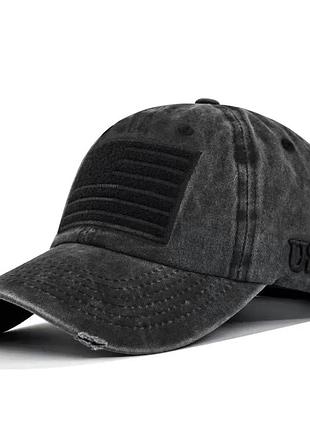 Кепка бейсболка флаг aemerica, Ausa (америка, сша) с изогнутым козырьком черный, унисекс wuke one size