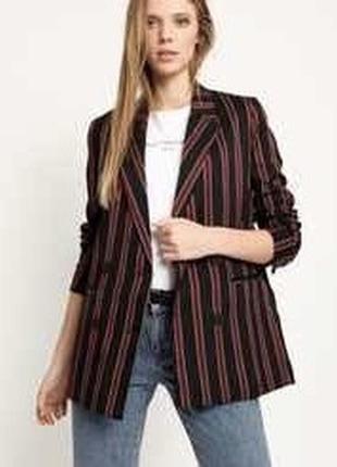Батал! пиджак жакет блейзер в полоску с металлическими пуговицами!!!