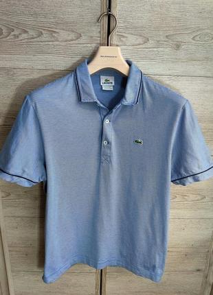Мужское хлопковое элегантное базовое поло lacoste в голубом цвете размер s