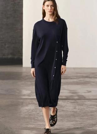 Трикотажное платье темно синее