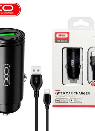 Автомобільний зарядний пристрій xo cc39 qc3.0 1 usb 18 w type-c black