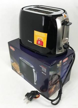 Тостер magio mg-272b, тостер кухонный, тостеры для дома, тостерница, сэндвич-тостеры. цвет: черный7 фото