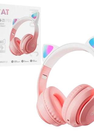 Bluetooth навушники з мікрофоном cat stn-28 pro рожеві