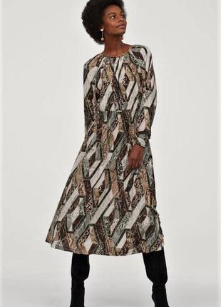 Сукня міді зміїним принтом h&m (hennes & mauritz) ,розмір xs