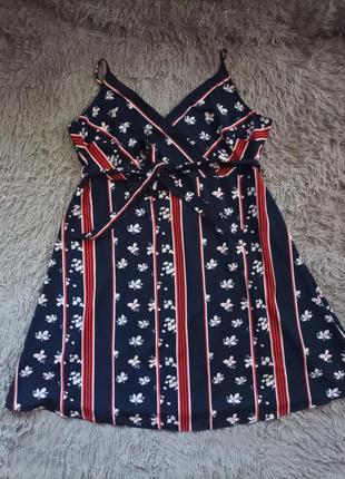 Лёгкий невесомый сарафан с пояском плюс сайз