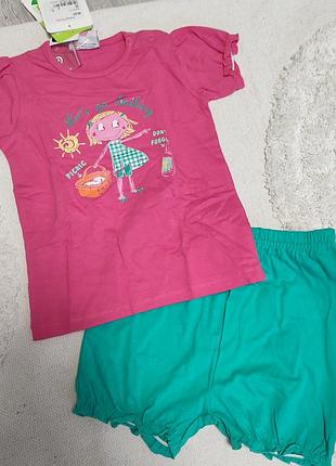 Костюм комплект для дівчинки футболка шорти 86 см