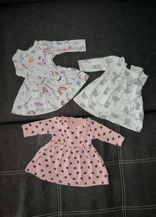 Красиве плаття 62-68 х/б з котиками єдинорогами 3-6