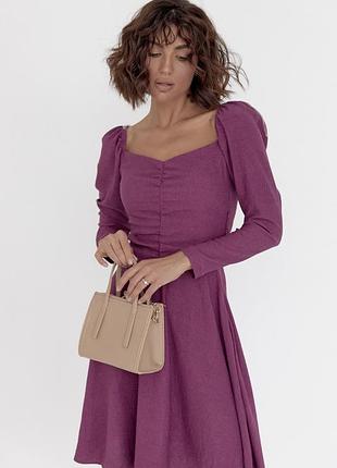 Платье на резинке с квадратным вырезом лаванда